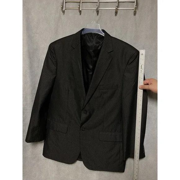 Geoffrey Beene Suit Men 44L Black Striped 2B Career Academia 40.5X29 Pants Luxe‎
